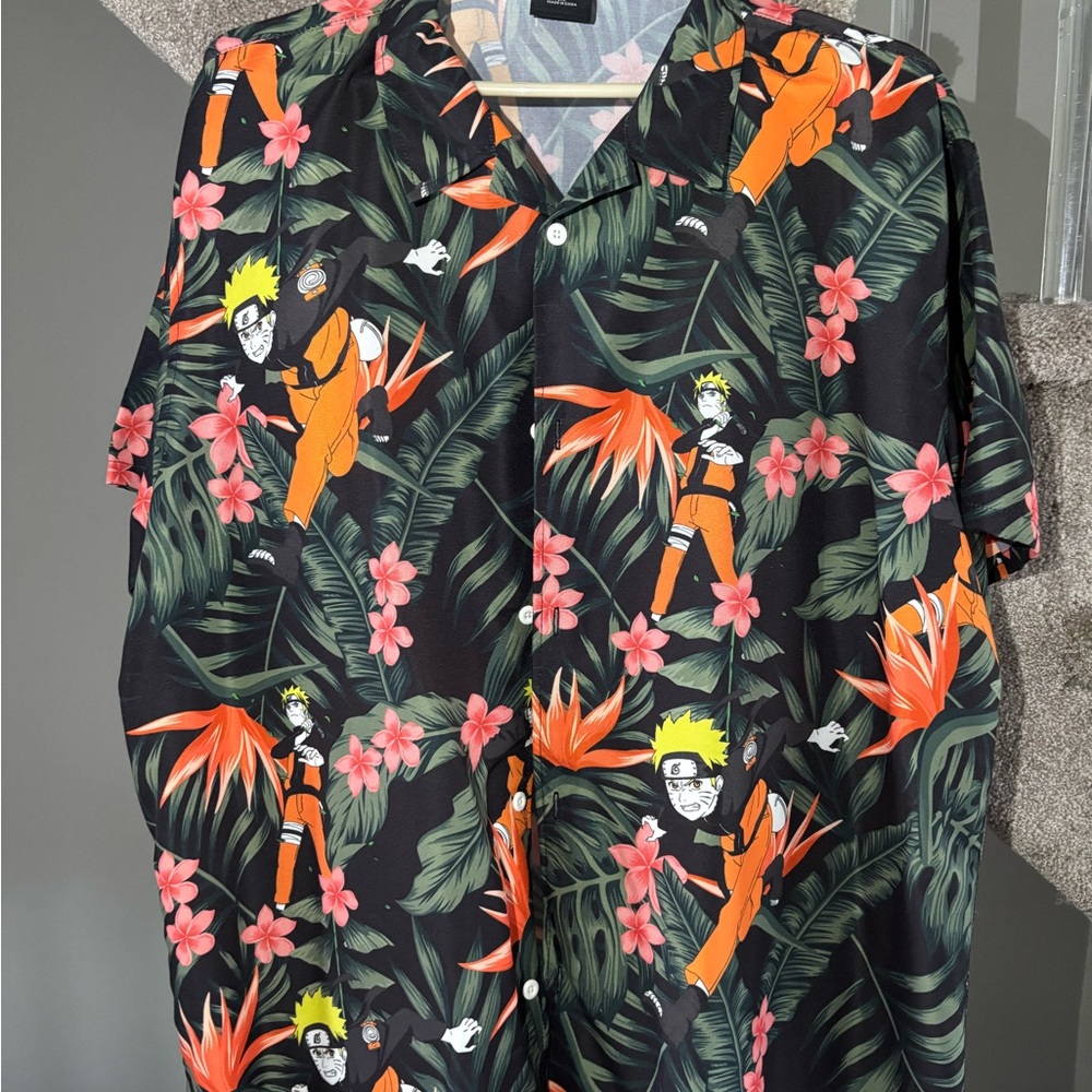 Naruto Anime Graphic Black Hawaiian Shirt